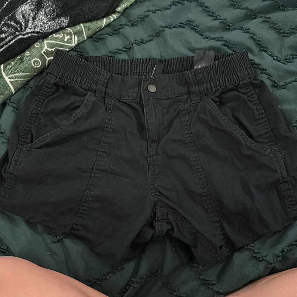 Black slightly stretchy jean shorts